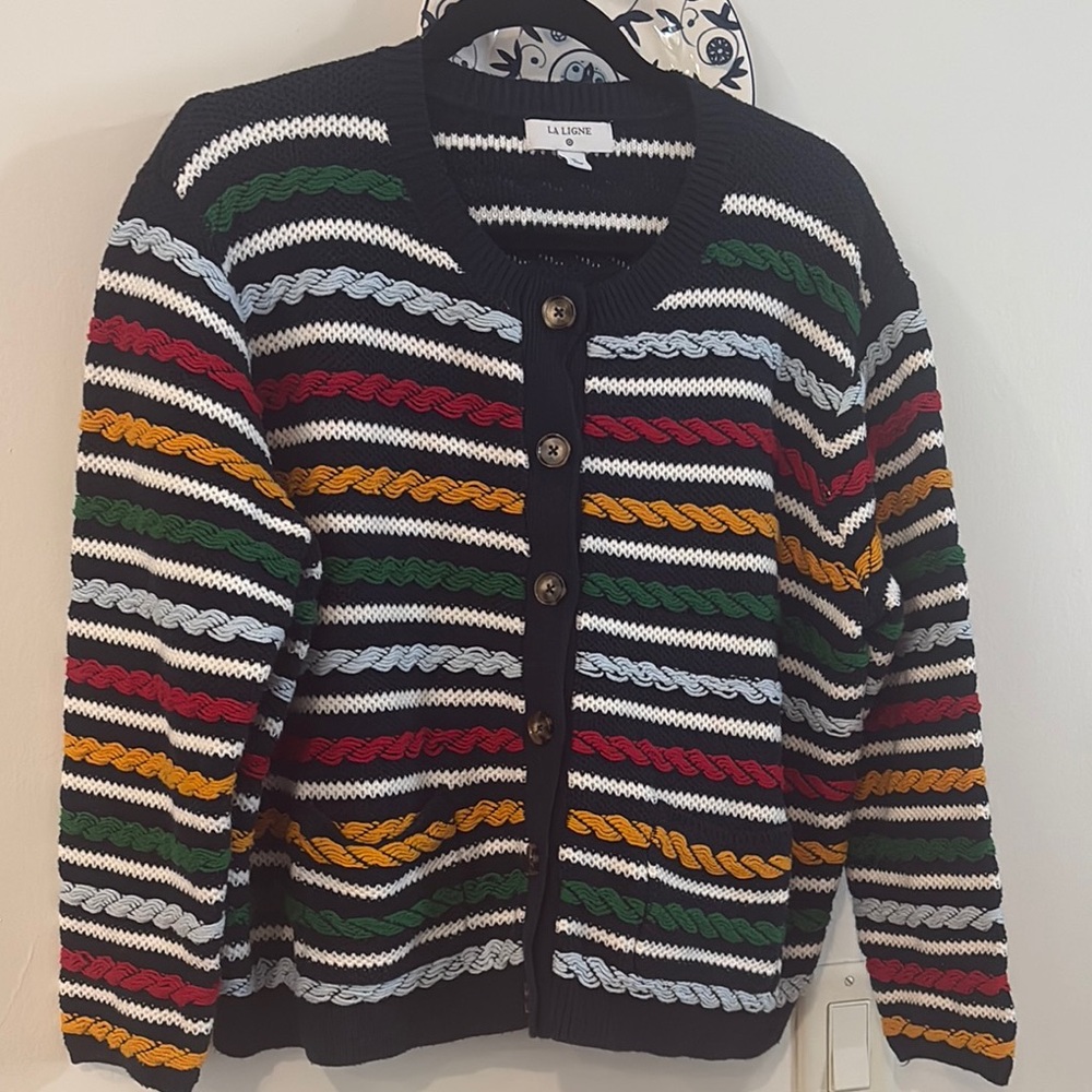 LA LIGNE x Target Women's Textured Striped Cardigan Sweater